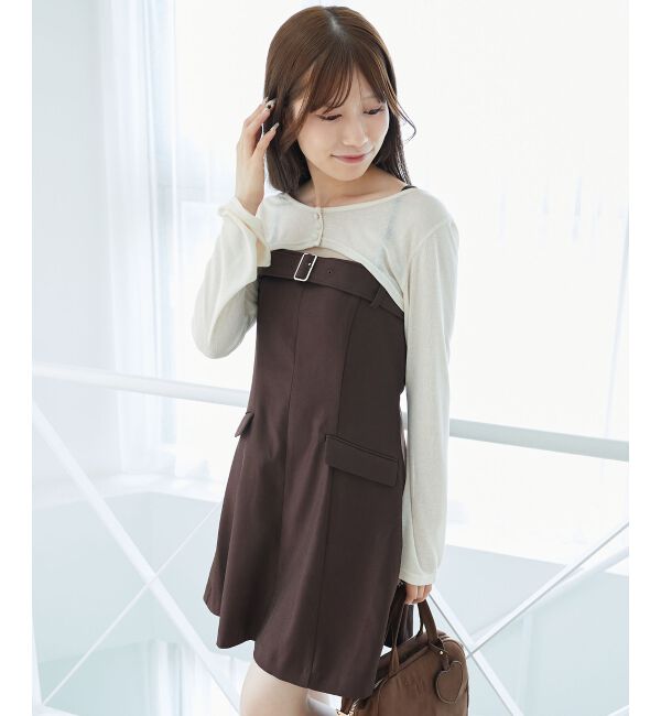  「デコルテオープンミニワンピセット」|ワンピース|