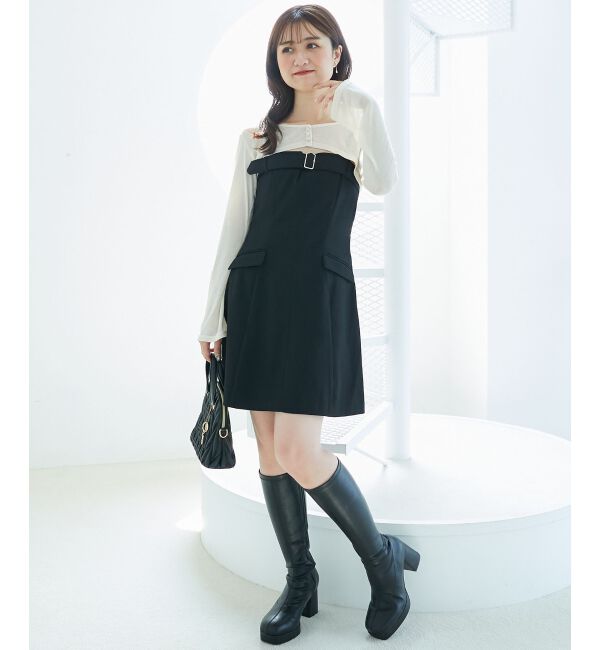  「デコルテオープンミニワンピセット」|ワンピース|