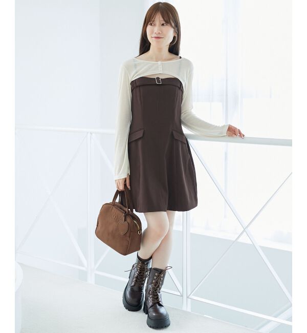  「デコルテオープンミニワンピセット」|ワンピース|