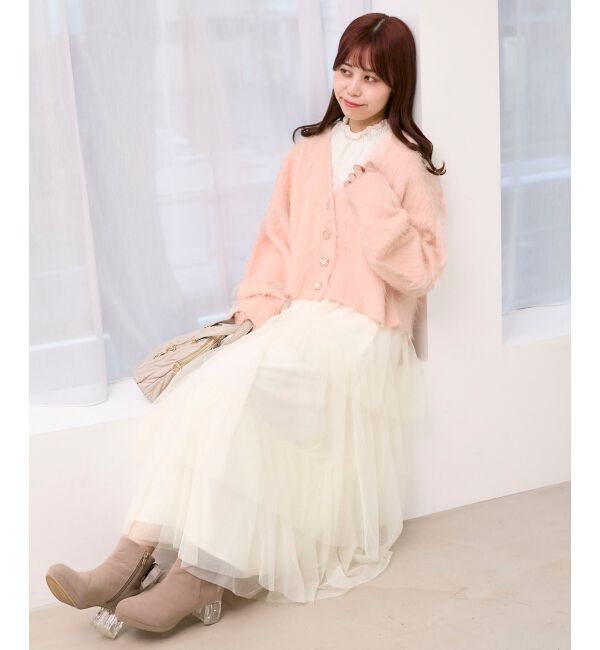  「ふわふわVネックショートカーデ」|カーディガン|