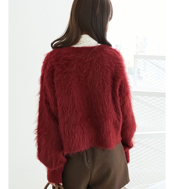  「ふわふわVネックショートカーデ」|カーディガン|