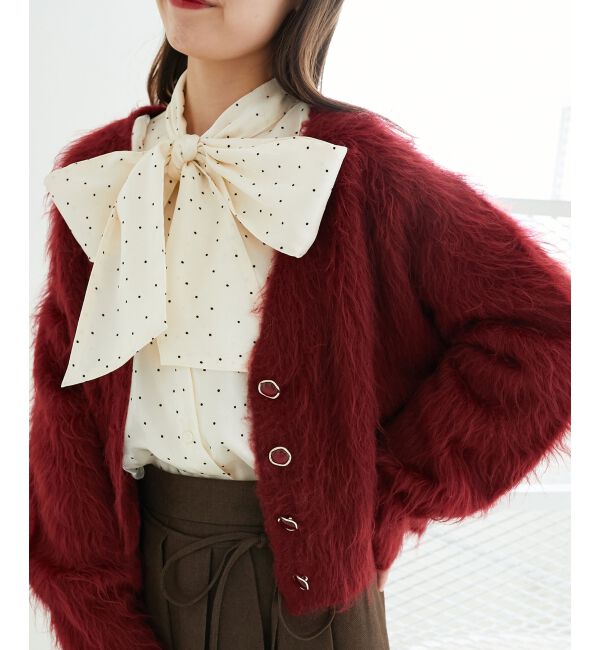  「ふわふわVネックショートカーデ」|カーディガン|