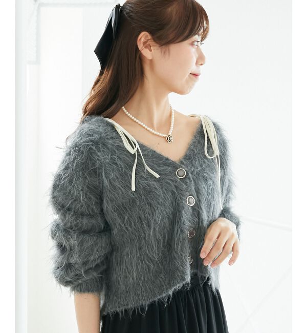  「ふわふわVネックショートカーデ」|カーディガン|