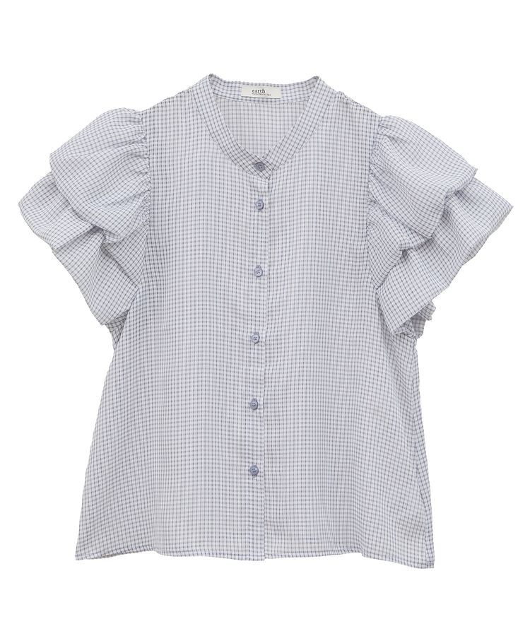earth music&ecology「ミニチェックバルーンスリーブブラウス」|シャツ・ブラウス|