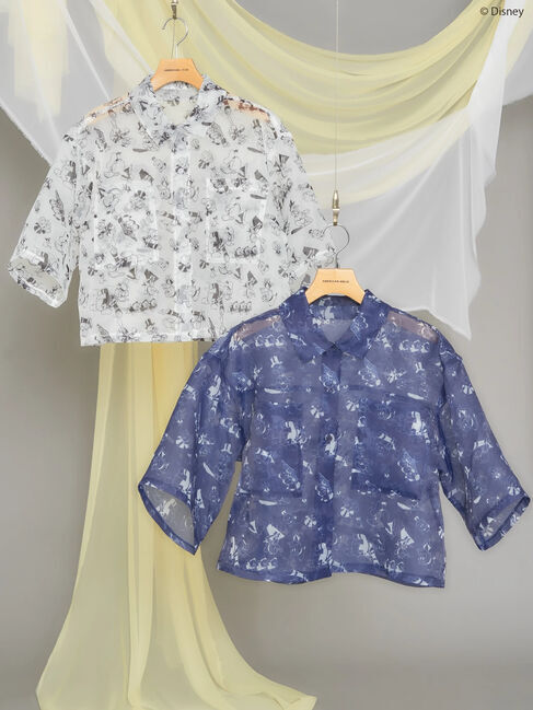 AMERICAN HOLIC「総柄シアーショート丈シャツ/Disney」|シャツ・ブラウス|