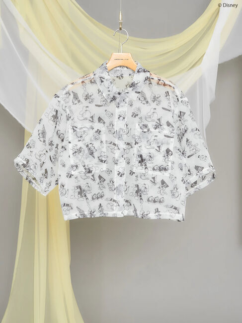 AMERICAN HOLIC「総柄シアーショート丈シャツ/Disney」|シャツ・ブラウス|