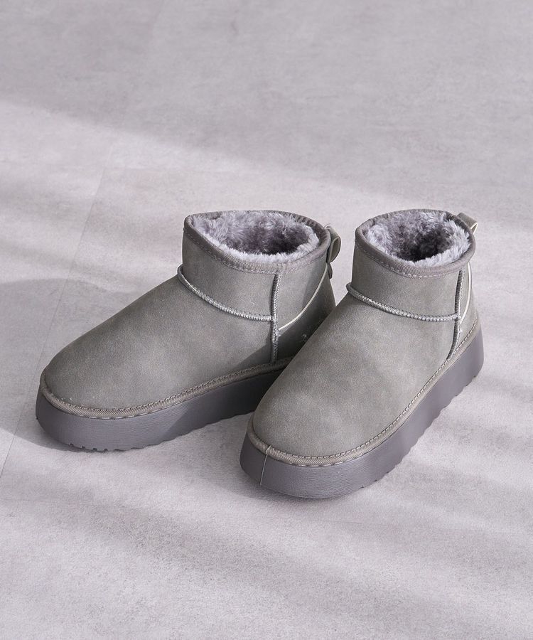 Green Parks「・minia フェイクムートンショートブーツ」|ショートブーツ|Gray