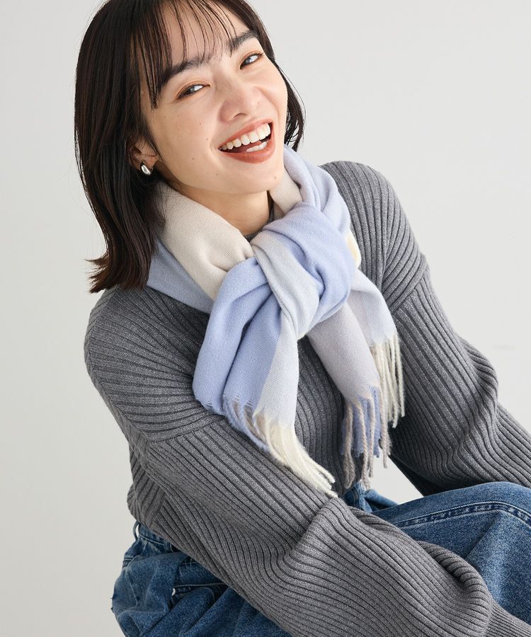 Green Parks「カシミアライクストール」|ストール|Check Blue