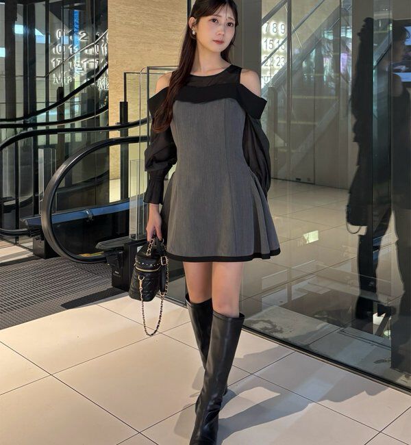  「袖取り外し可能ミニワンピース」|ワンピース|