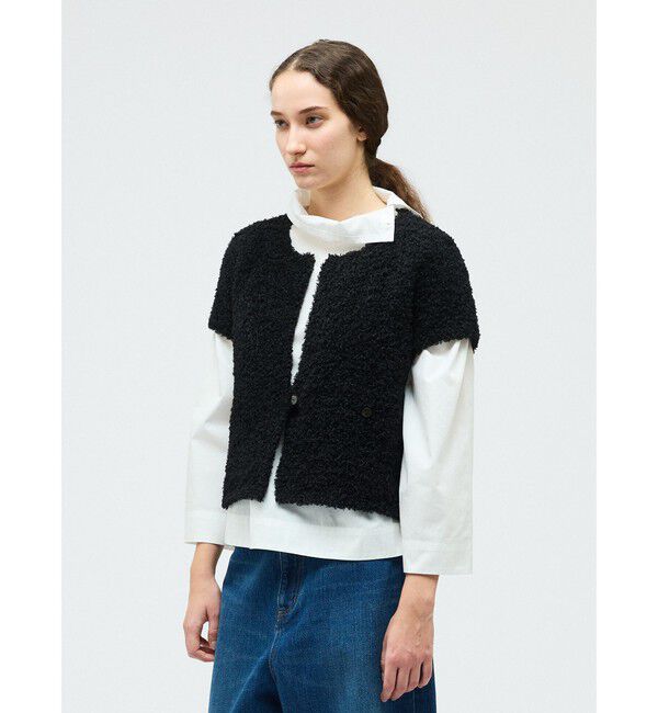 mizuiro ind「mizuiro ind ヘアリーヤーンフレンチスリーブカーディガン」|カーディガン|