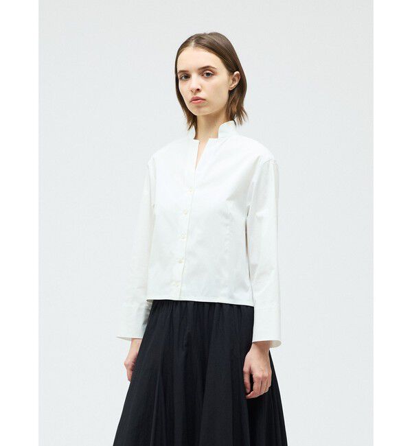 mizuiro ind「mizuiro ind スタンドカラーショートシャツ」|シャツ・ブラウス|