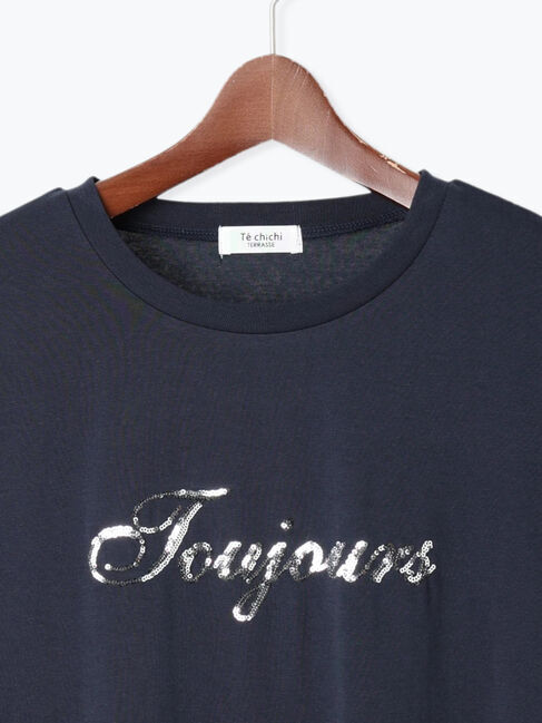 Te chichi TERRASSE「【接触冷感】スパンコールロゴフレンチスリーブTシャツ」|Tシャツ・カットソー|