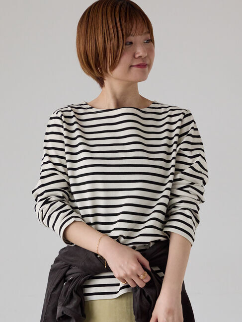 Lugnoncure「無地/ボーダー長袖カットソー」|Tシャツ・カットソー|オフホワイト