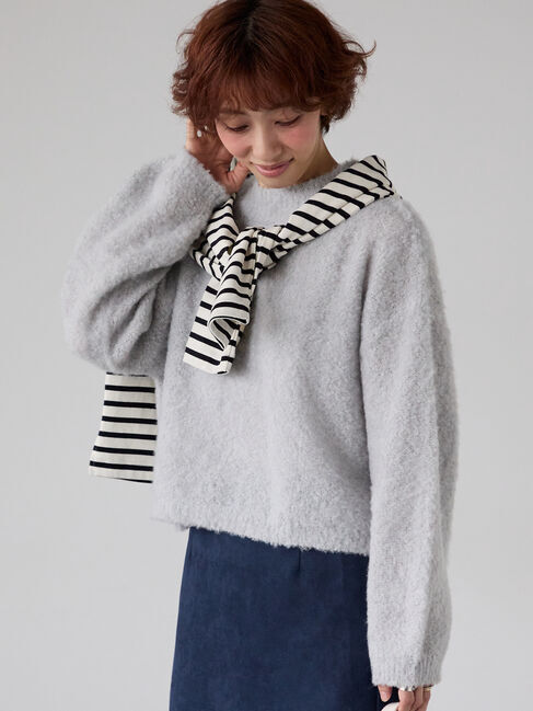 Lugnoncure「ブークレクロップドニット」|ニット・セーター|グレー