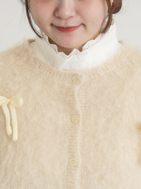 Samansa Mos2「リボン付きニットカーディガン」|カーディガン|