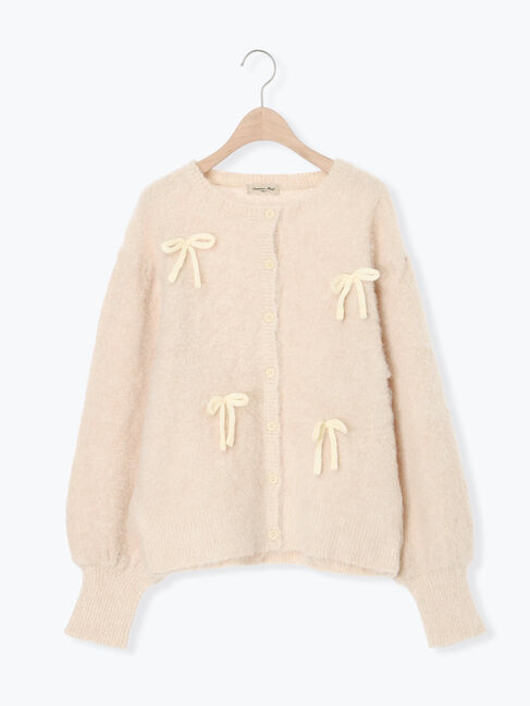 Samansa Mos2「リボン付きニットカーディガン」|カーディガン|