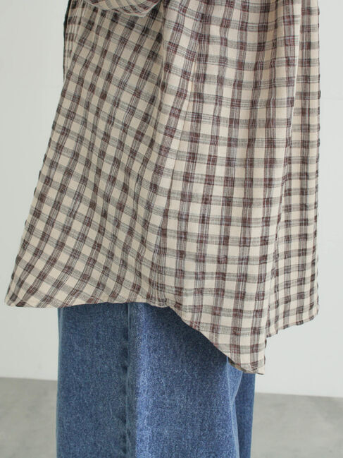 Samansa Mos2「ポコポコチェックオーバーシャツ」|シャツ・ブラウス|