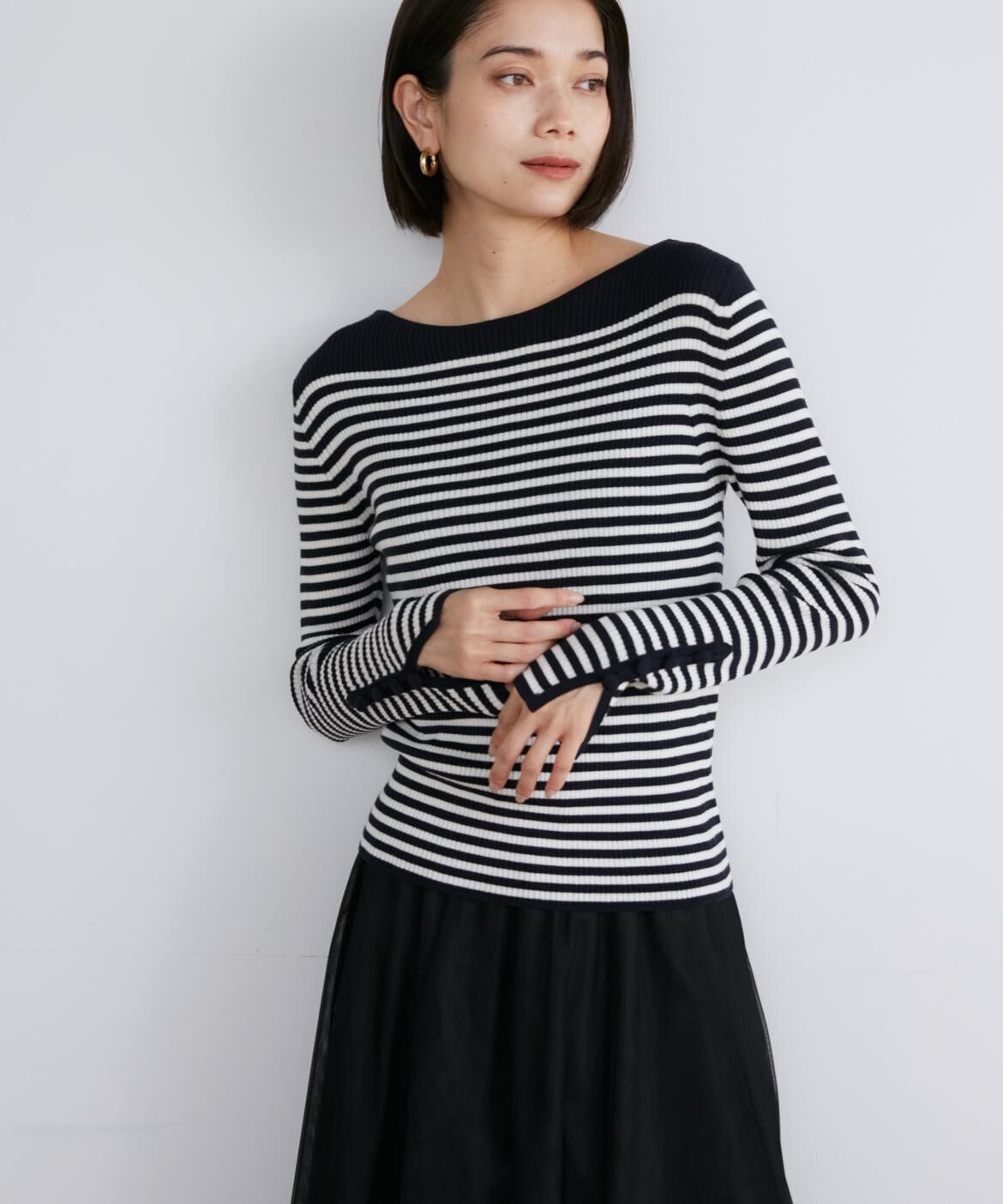 INED「《大きいサイズ》ウールリブセーター」|ニット・セーター|