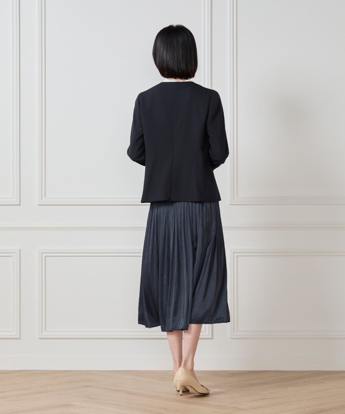 7-IDconcept.「サテンギャザースカート」|フレア|