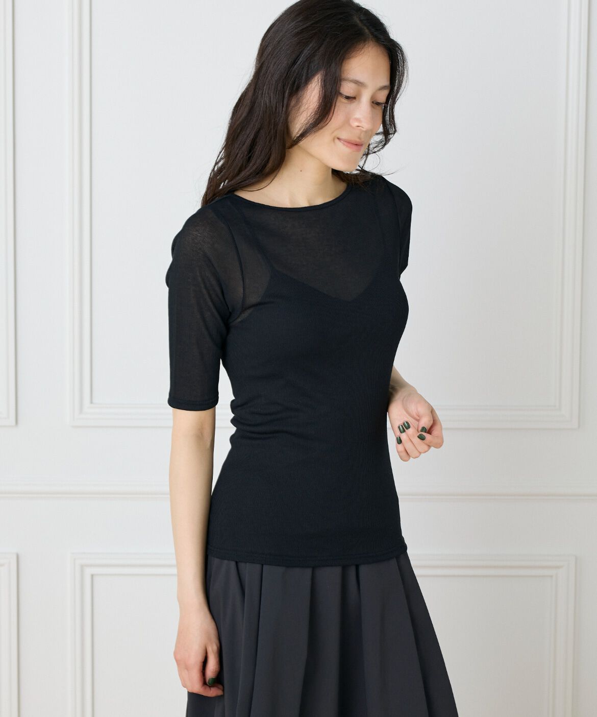 DAY by DAY it&rsquo;s international「シアーテレコボートネック5分袖プルオーバー」|Tシャツ・カットソー|