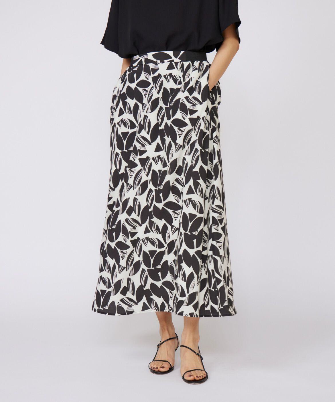 INED「《大きいサイズ》プリントフレアスカート」|スカート|