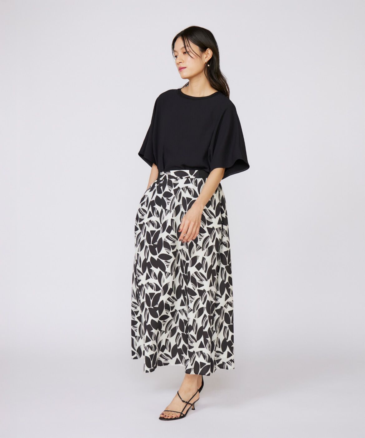 INED「《大きいサイズ》プリントフレアスカート」|スカート|
