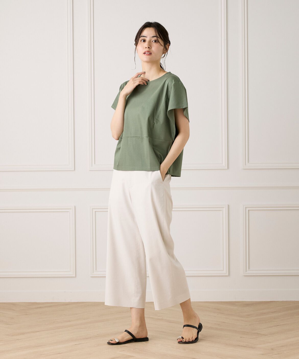 7-IDconcept.「《大きいサイズ》ハンカチスリーブプルオーバー《接触冷感》」|Tシャツ・カットソー|