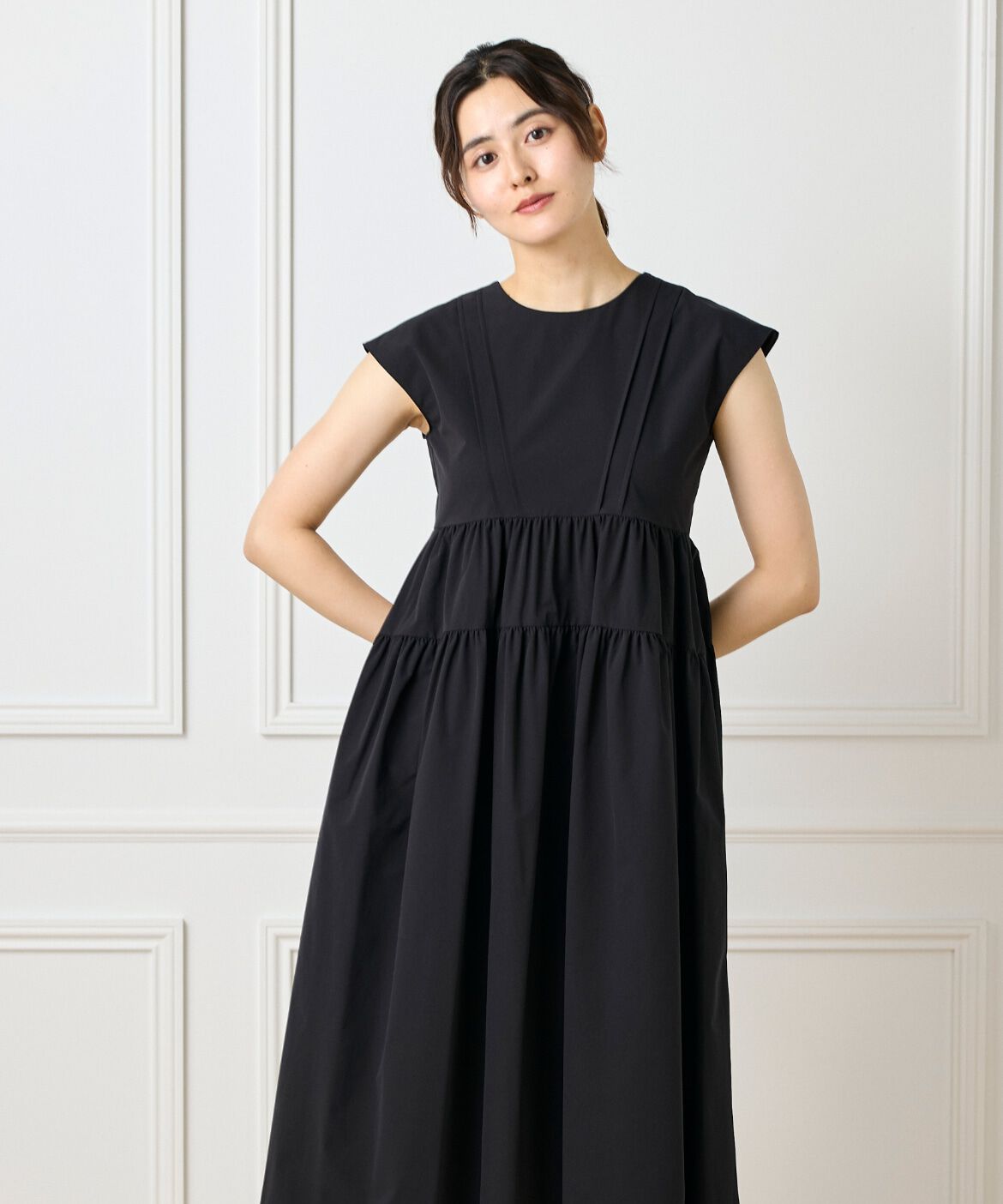 Maglie le cassetto「タックフレンチティアードワンピース」|ワンピース|ブラック