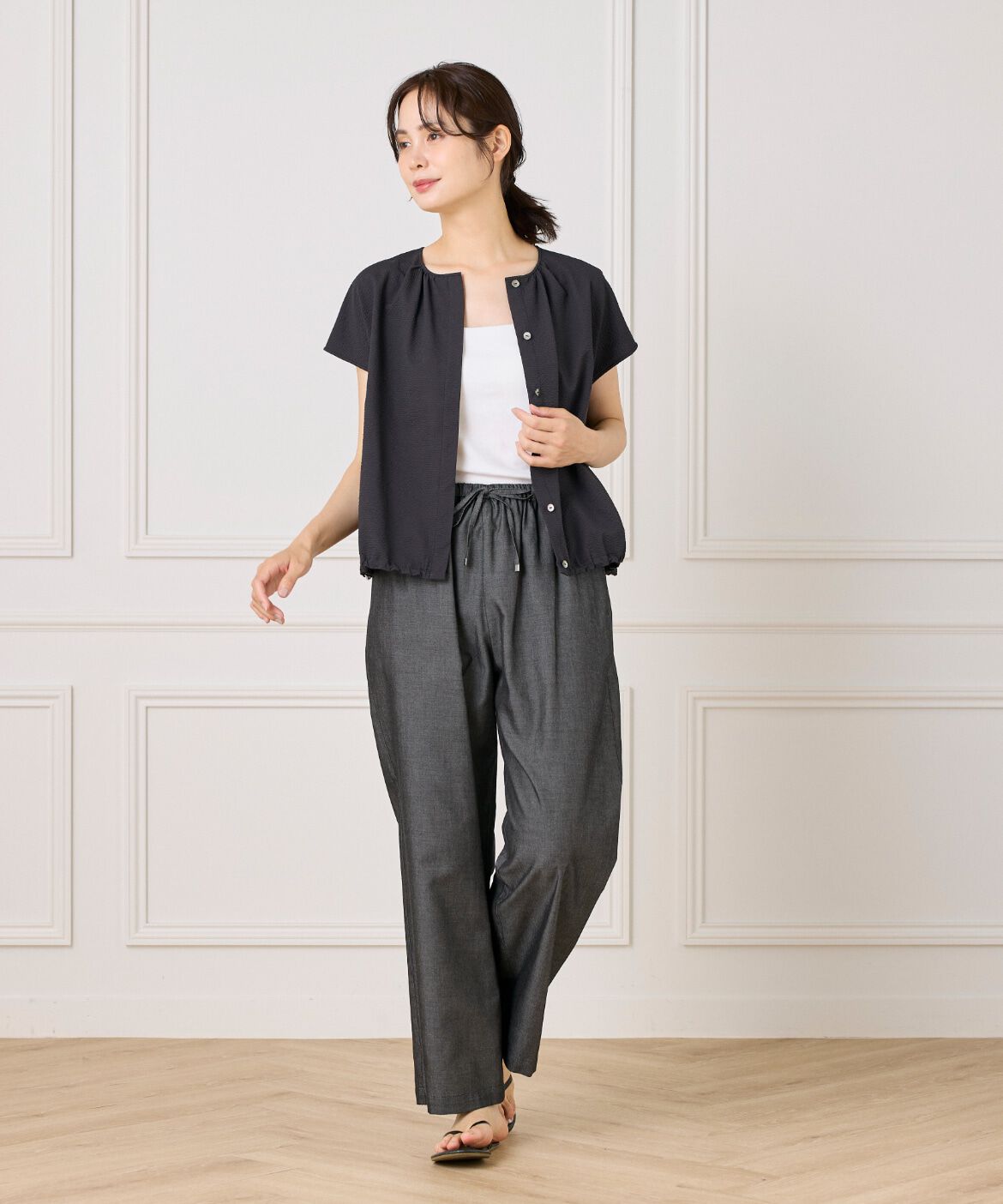 7-IDconcept.「デニム調イージーパンツ」|デニム|