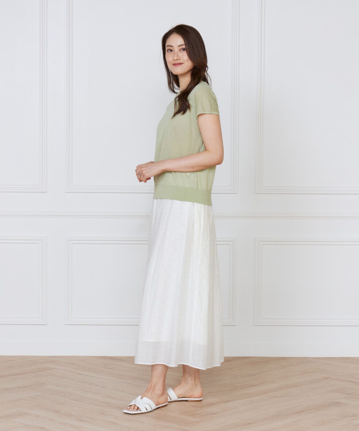 INED「《大きいサイズ》フレンチスリーブニット」|ニット・セーター|