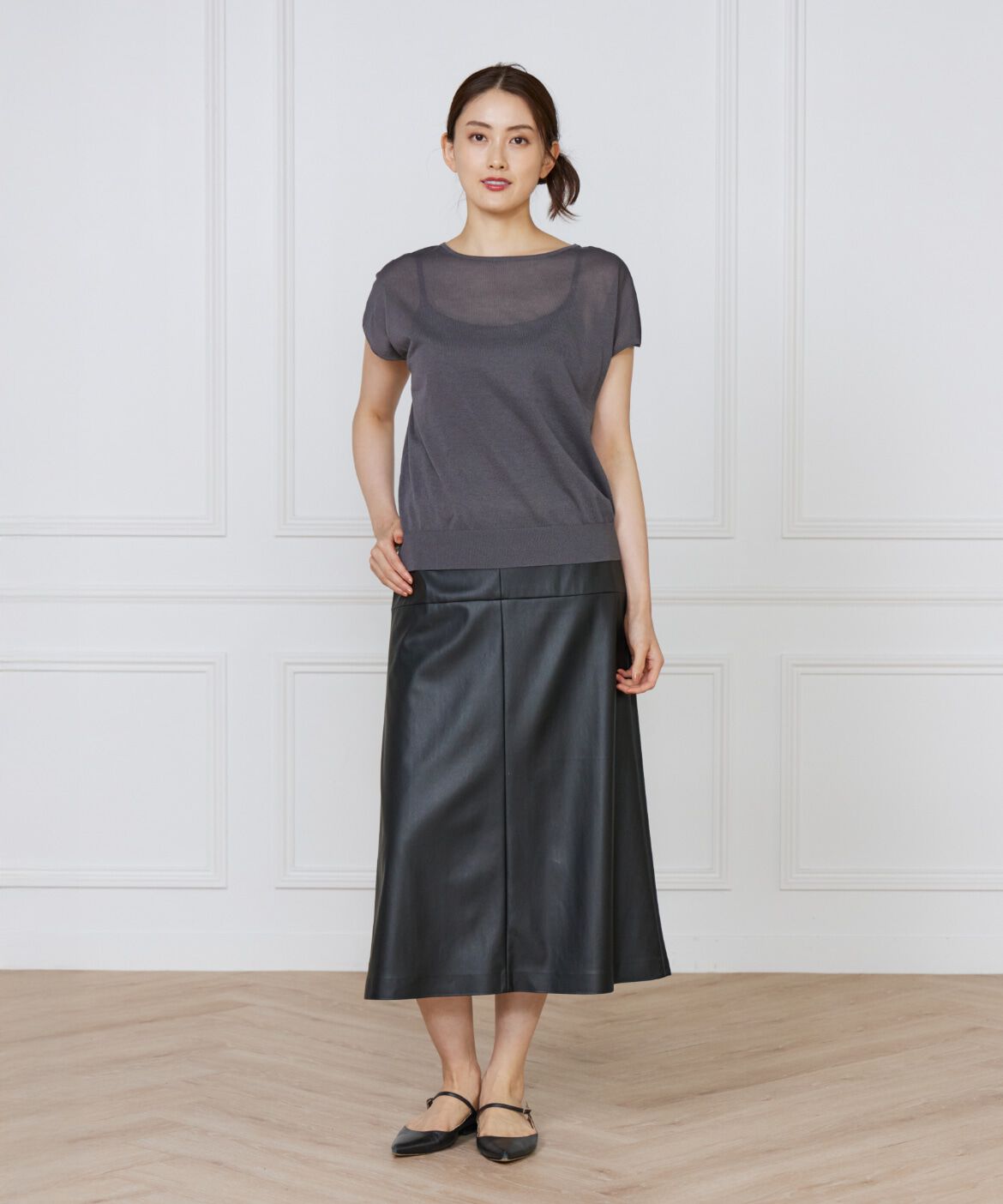 INED「《大きいサイズ》フレンチスリーブニット」|ニット・セーター|