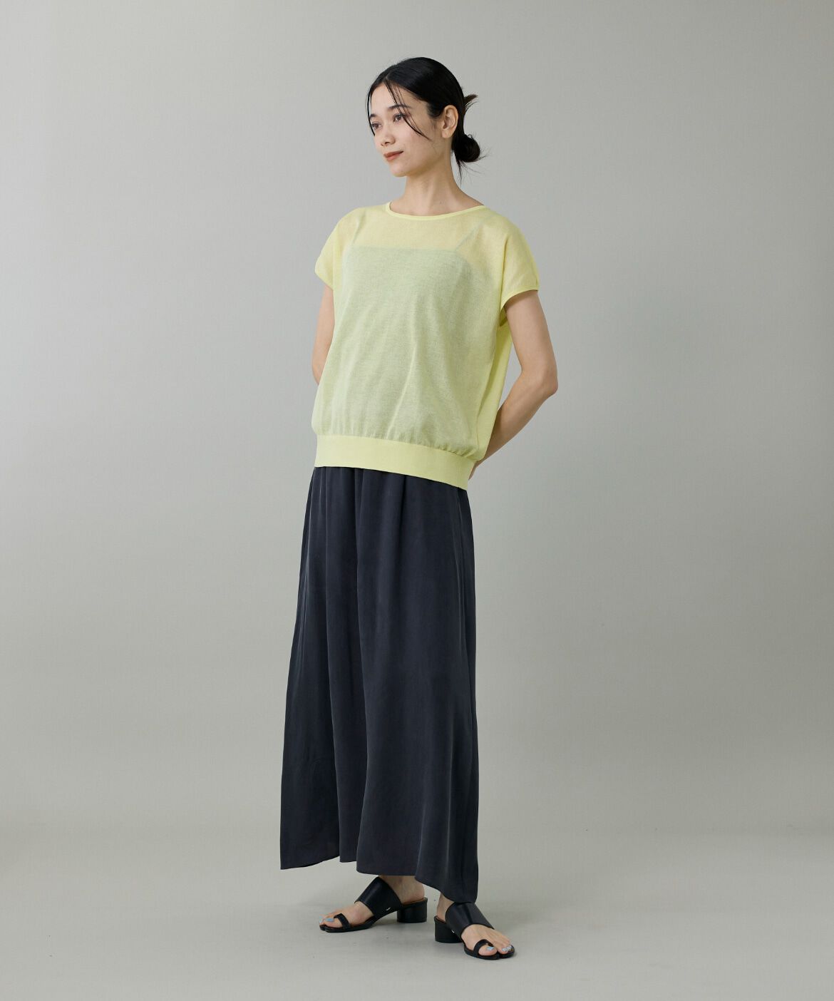 INED「《大きいサイズ》フレンチスリーブニット」|ニット・セーター|