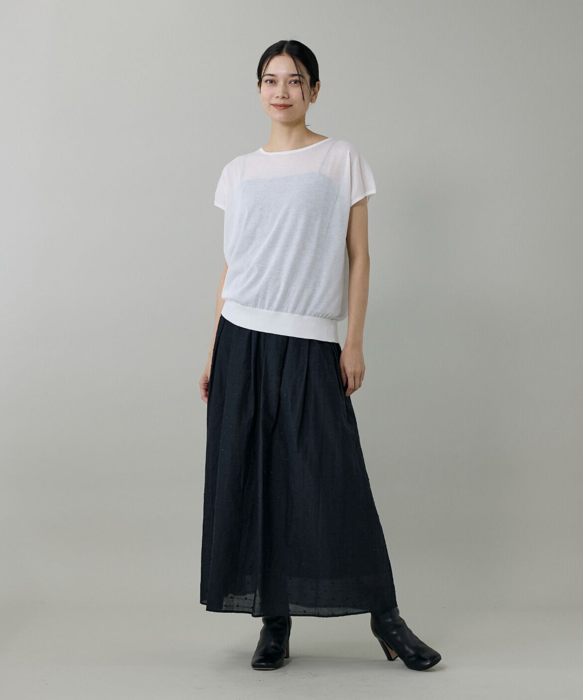 INED「《大きいサイズ》フレンチスリーブニット」|ニット・セーター|