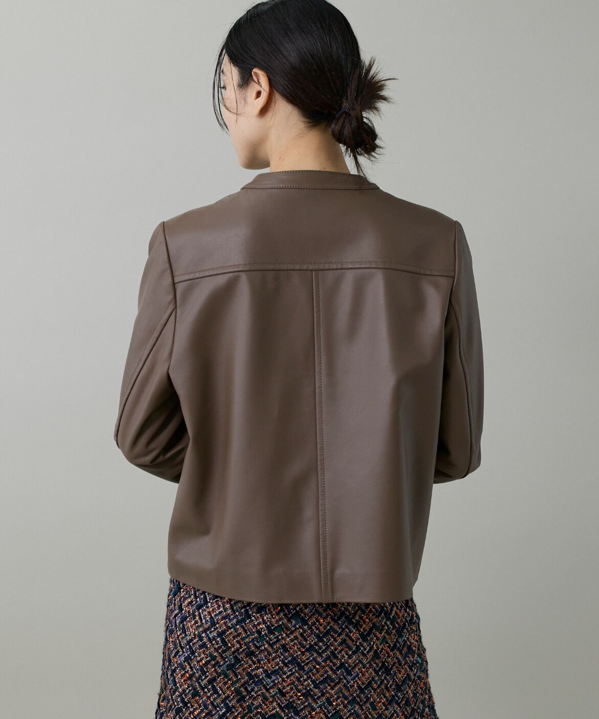 INED「ラムレザー ジップアップブルゾン」|ライダースジャケット|