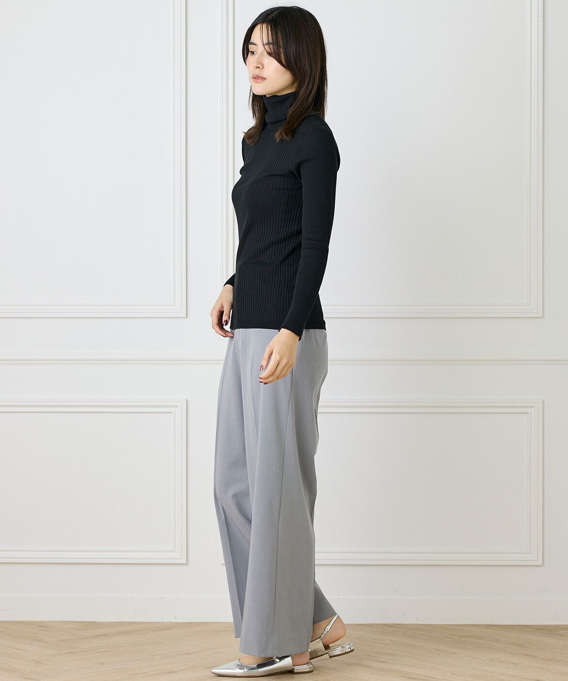 INED「《大きいサイズ》リブタートルニット《Cuoo》」|ニット・セーター|