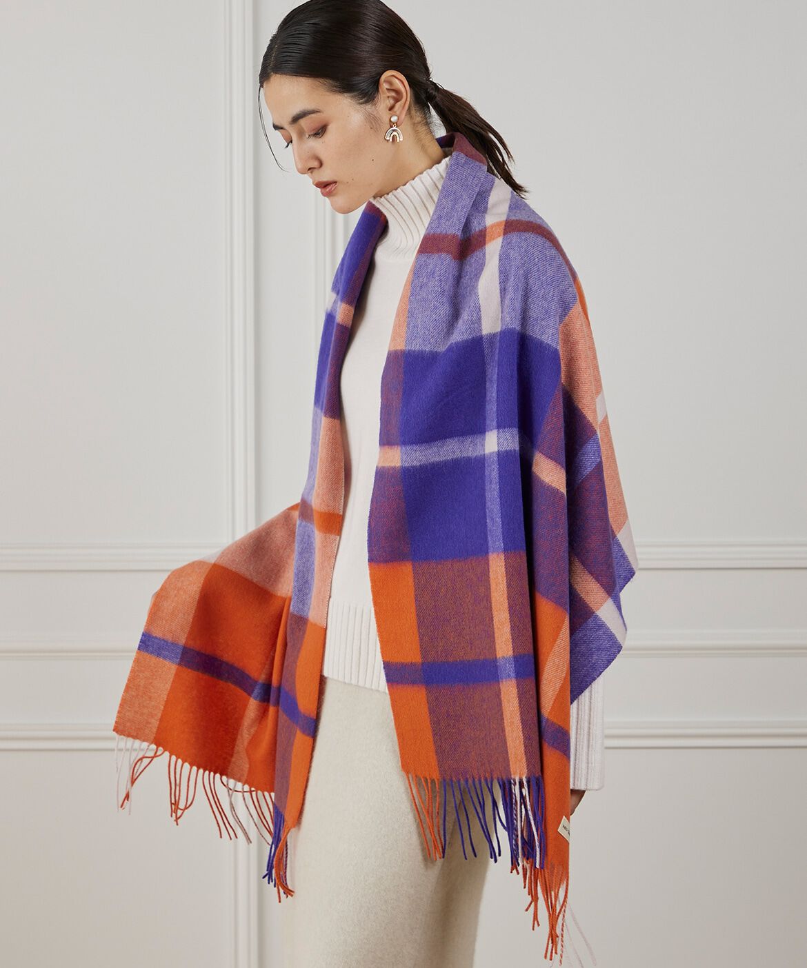 INED「チェック柄ウール100%ストール」|ストール|