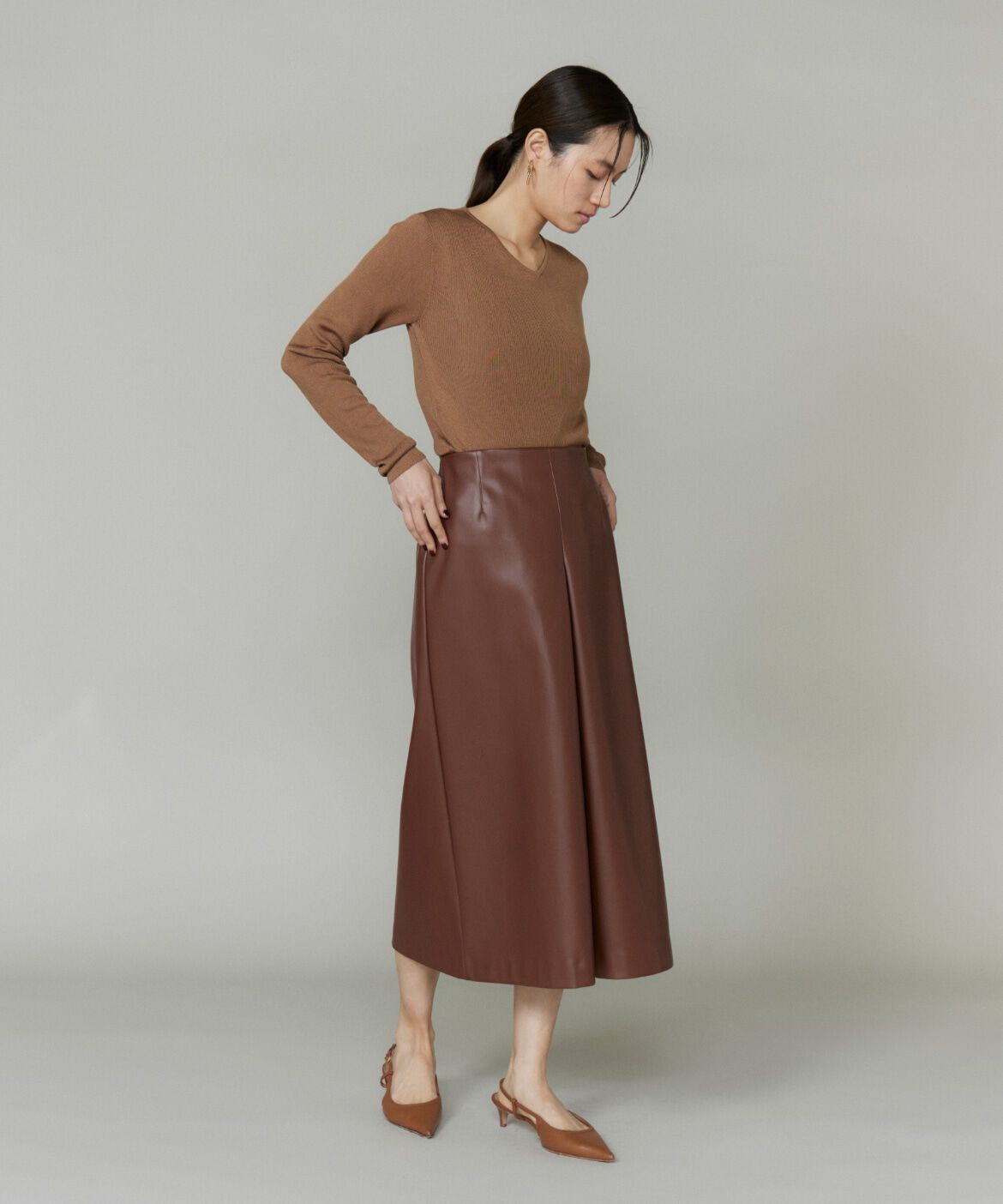 la veille by SUPERIOR CLOSET「《大きいサイズ》フェイクレザースカート」|台形|