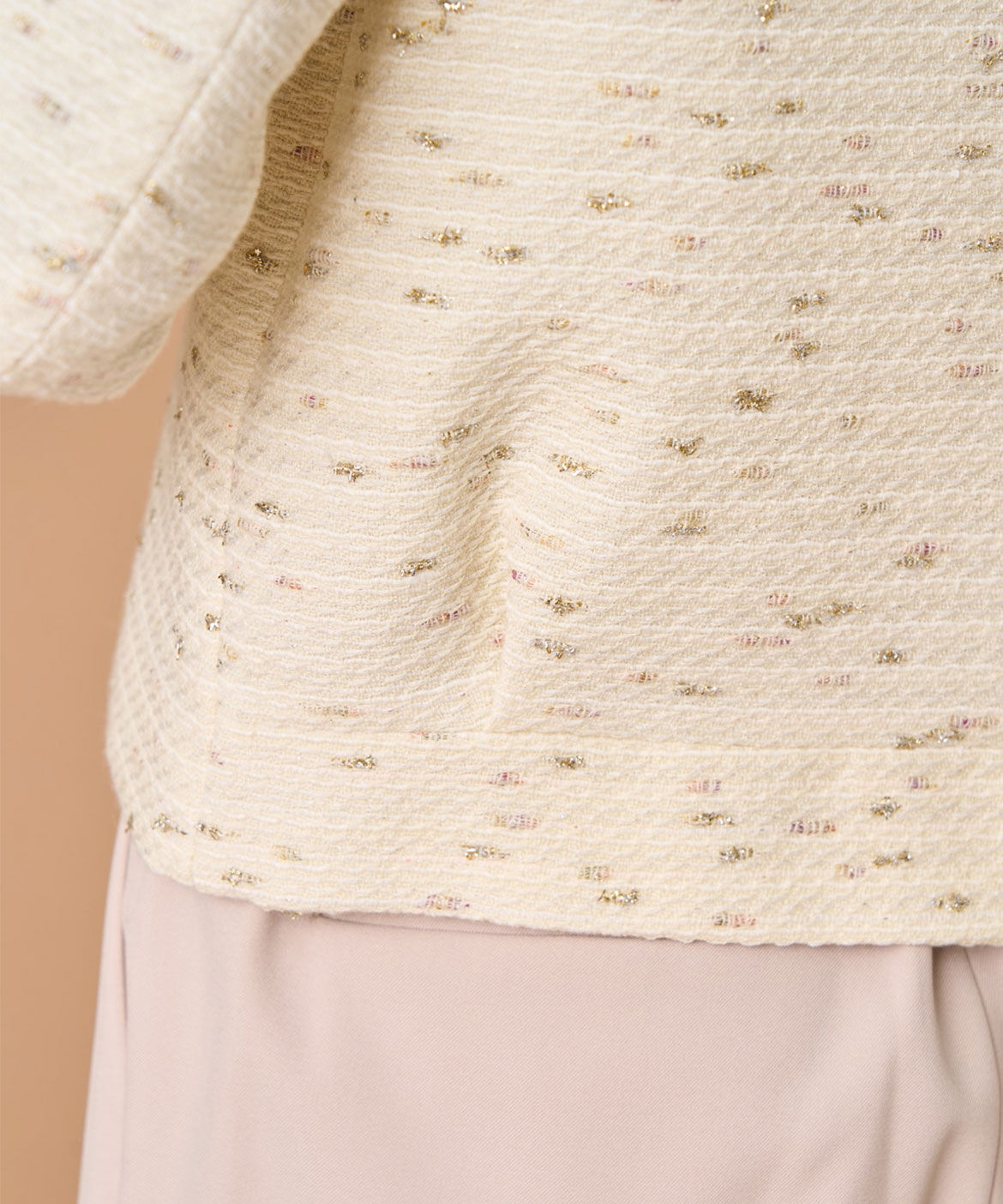 INED「ノーカラーツイードジャケット《LINTON》」|ノーカラージャケット|