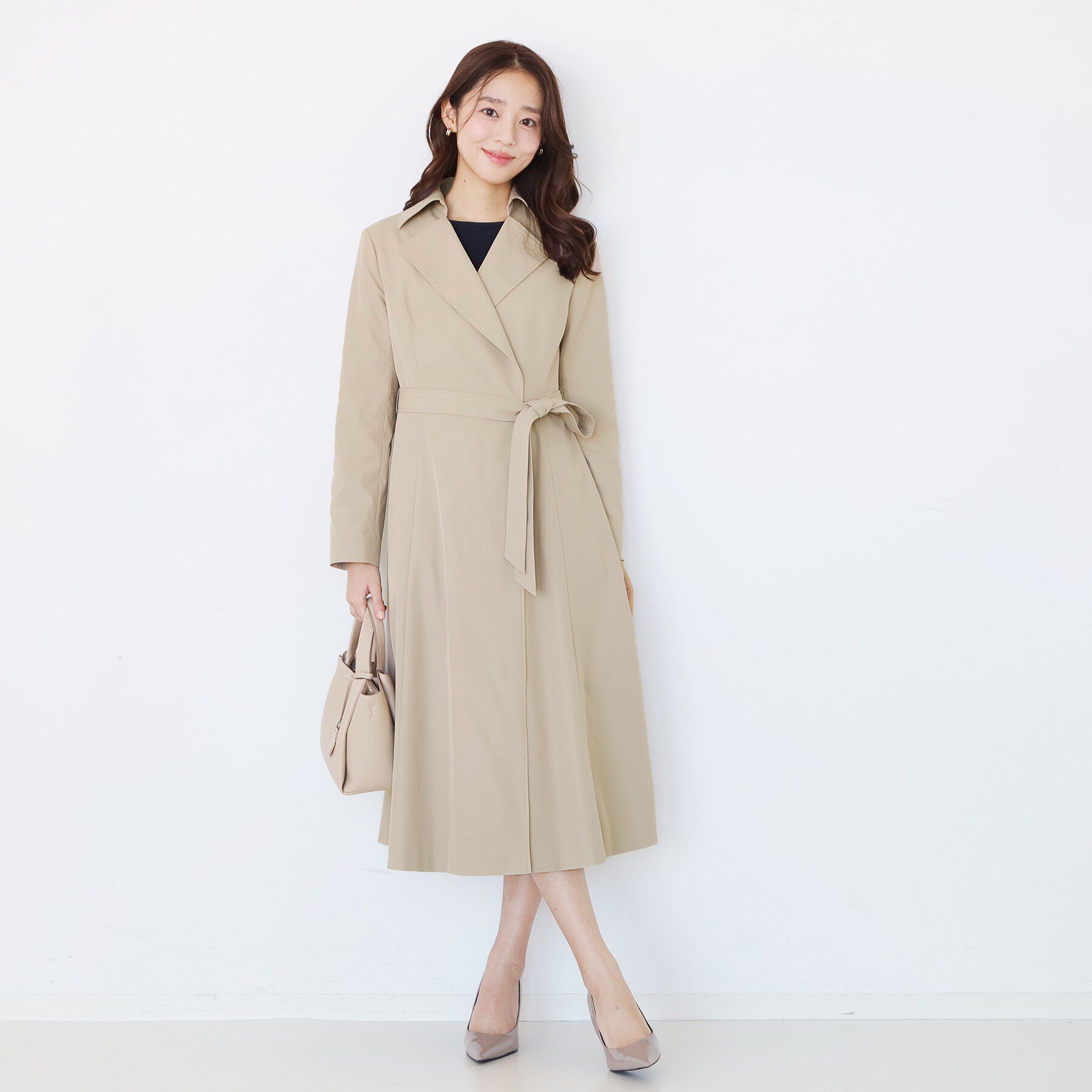 COUP DE CHANCE「【きれいめ羽織り】Aラインドレスコート」|トレンチコート|ベージュ(052)