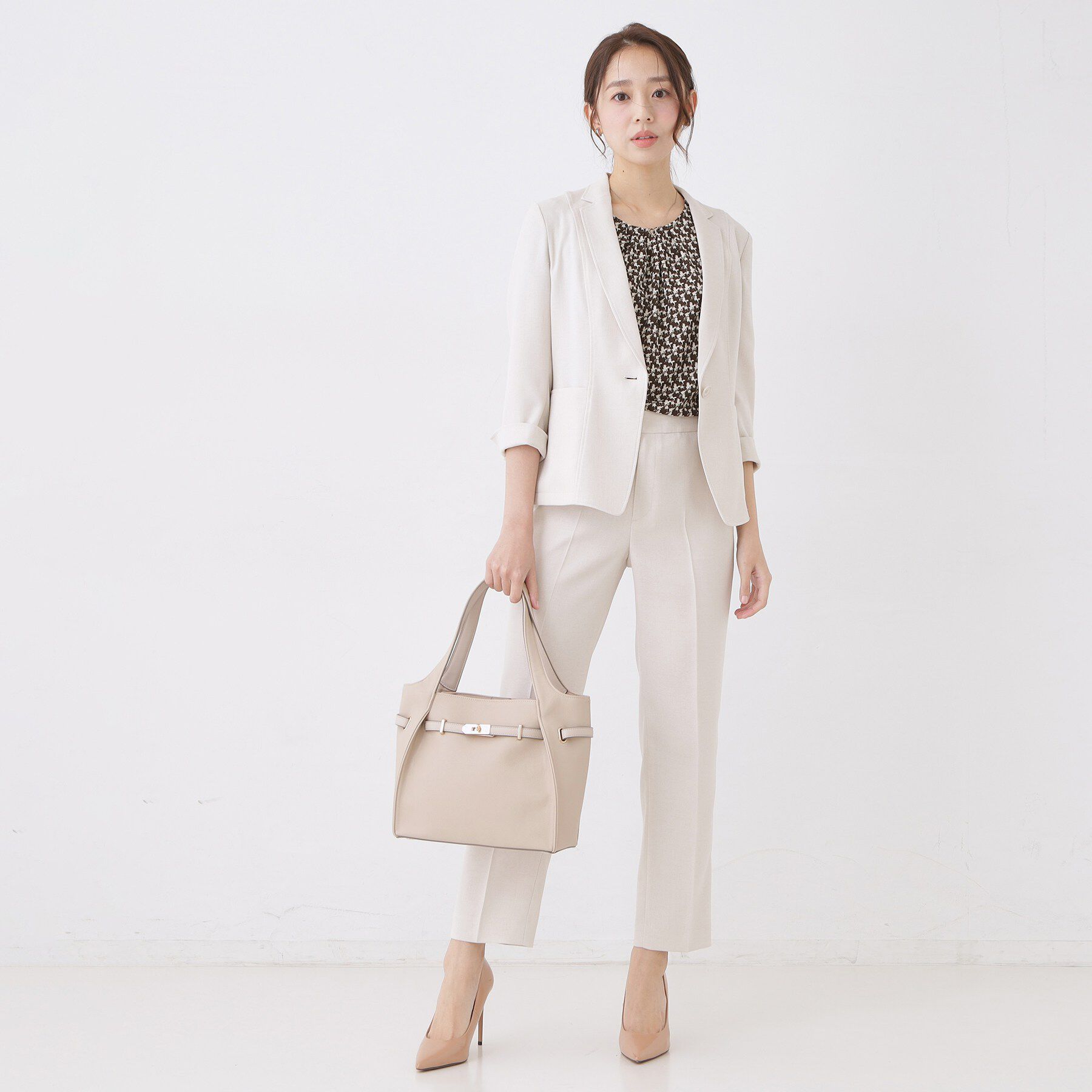 COUP DE CHANCE「【手洗い可／日本製／一枚着／ジャケットイン／セットアップ可】幾何柄カットソー」|Tシャツ・カットソー|