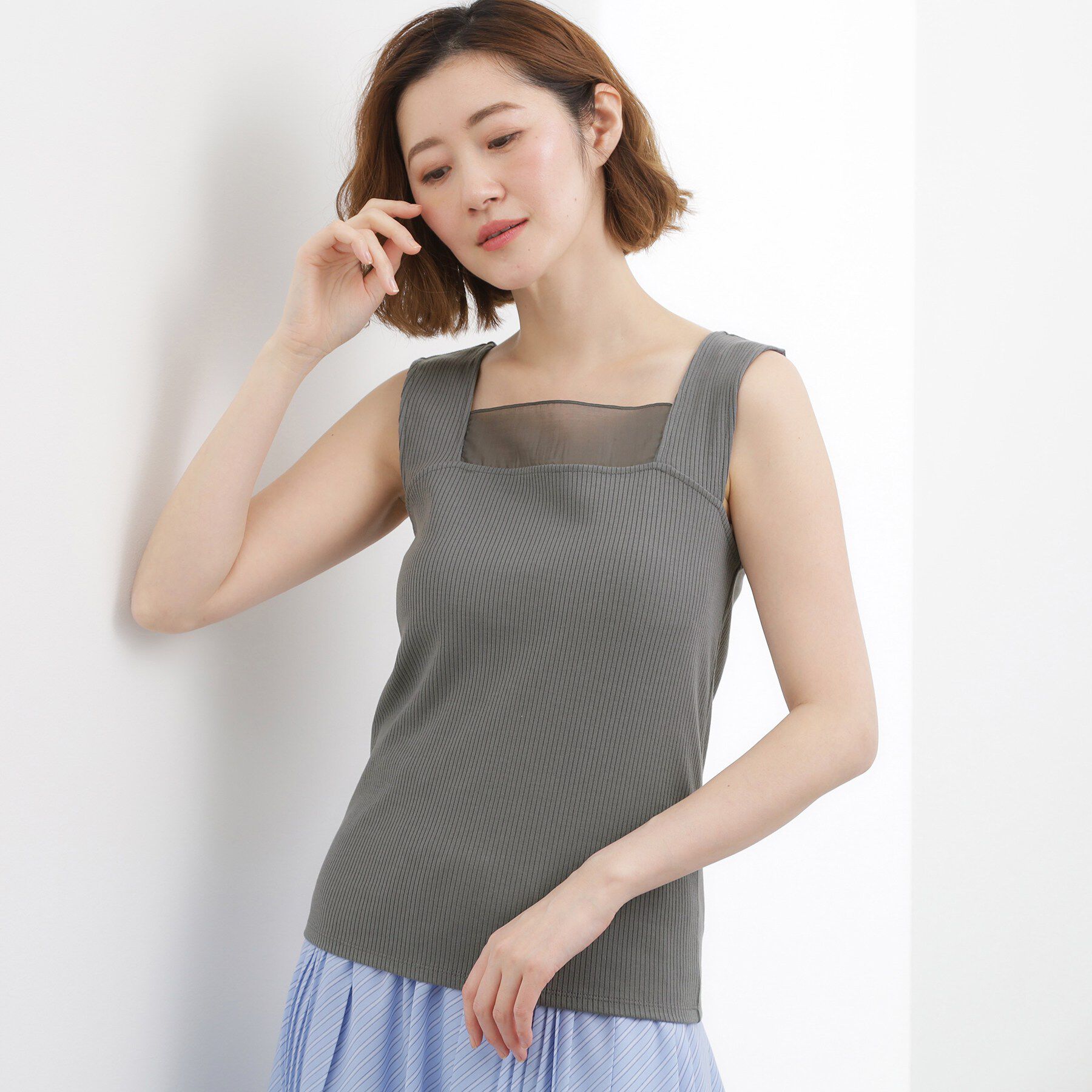 grove「【貴島明日香さん着用】シアードッキングスクエアタンク」|キャミソール|