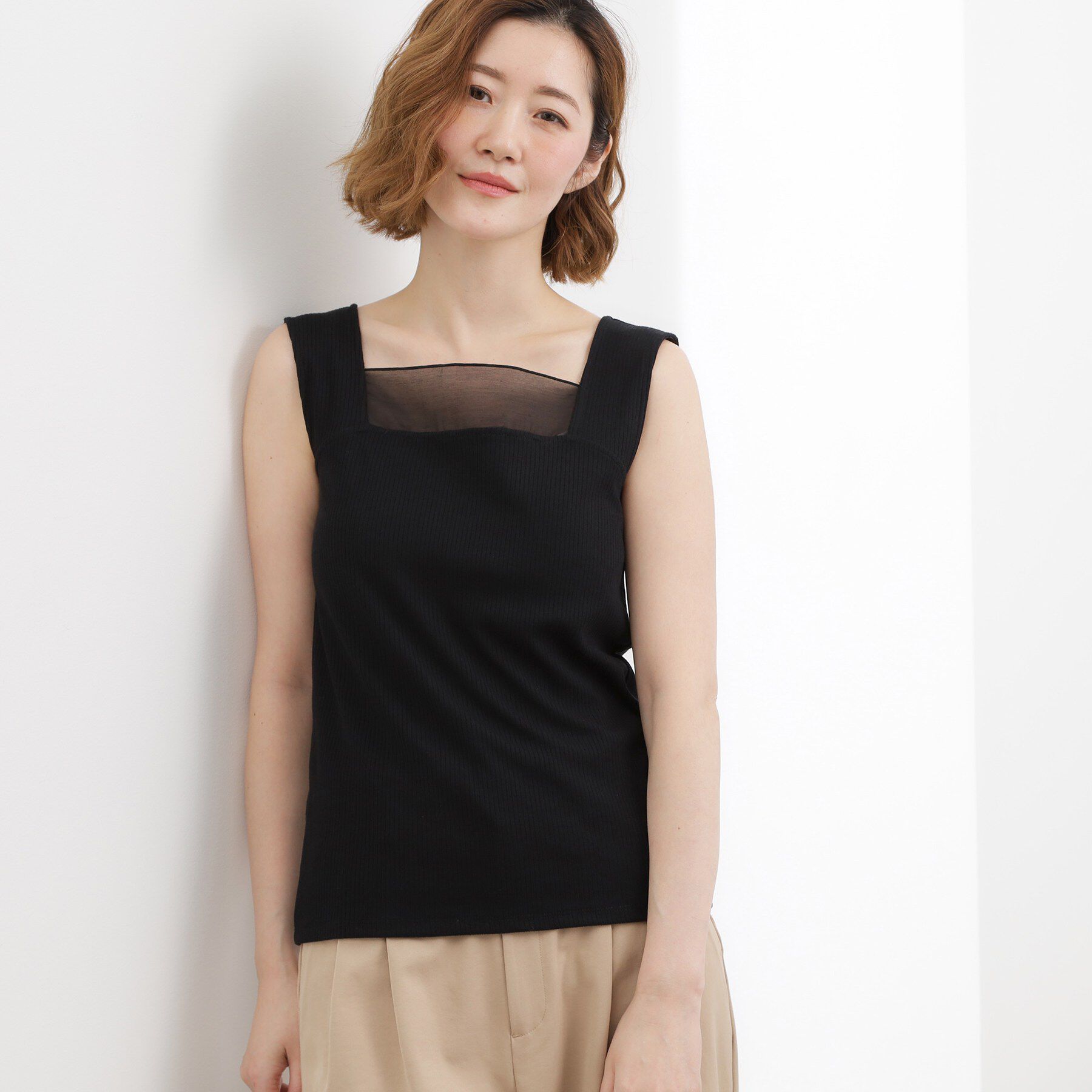 grove「【貴島明日香さん着用】シアードッキングスクエアタンク」|キャミソール|