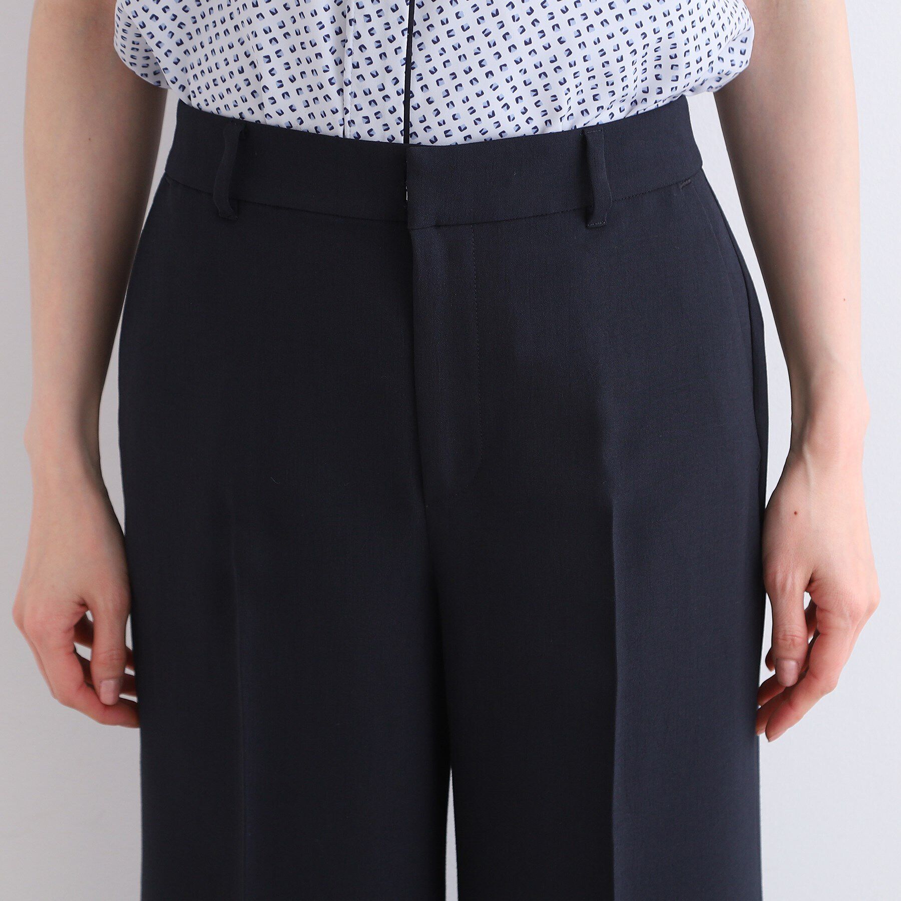 INDIVI「【洗える／UVケア／SETUP可能】ウール調ワイドパンツ」|スーツ|