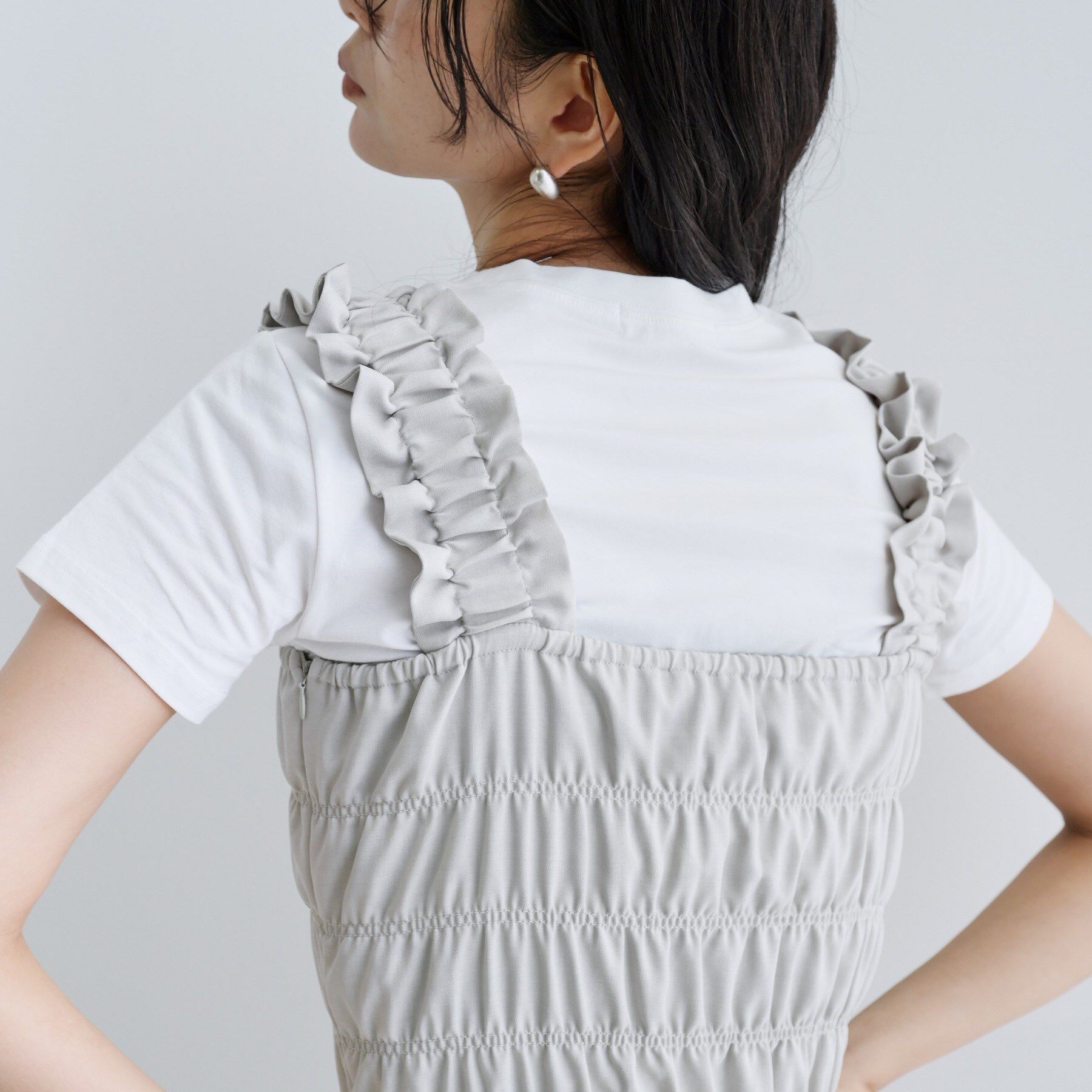 GALLEST「【一部店舗限定】ショルダーシャーリングサロペット」|オールインワン|