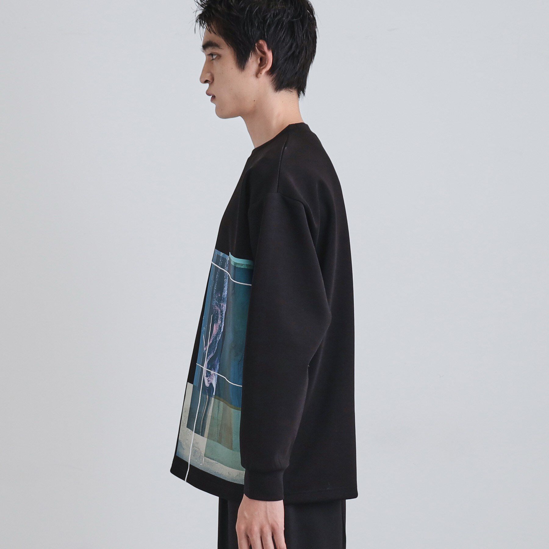 tk.TAKEO KIKUCHI「長袖 サイドスタックプリントカットソー」|Tシャツ・カットソー|