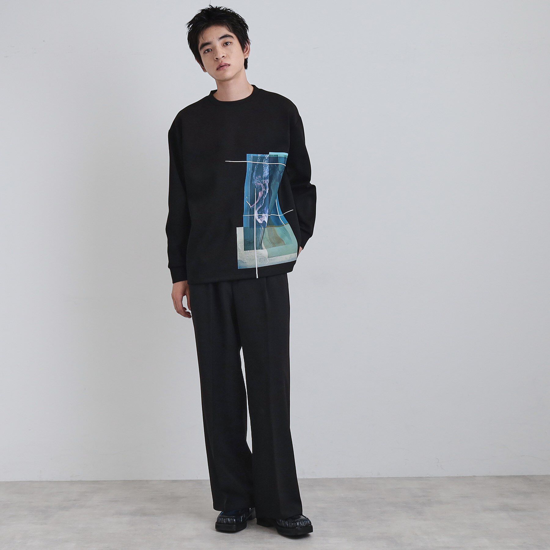 tk.TAKEO KIKUCHI「長袖 サイドスタックプリントカットソー」|Tシャツ・カットソー|