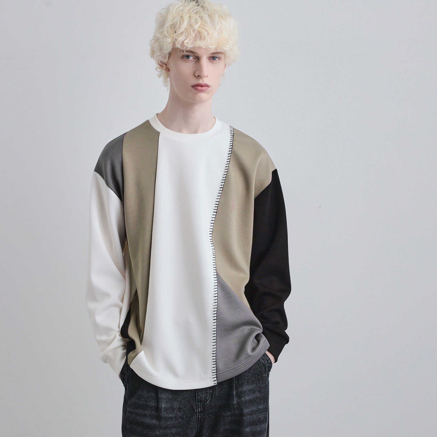 tk.TAKEO KIKUCHI「ダイヤゴナルブランケットカットソー」|Tシャツ・カットソー|ホワイト(501)