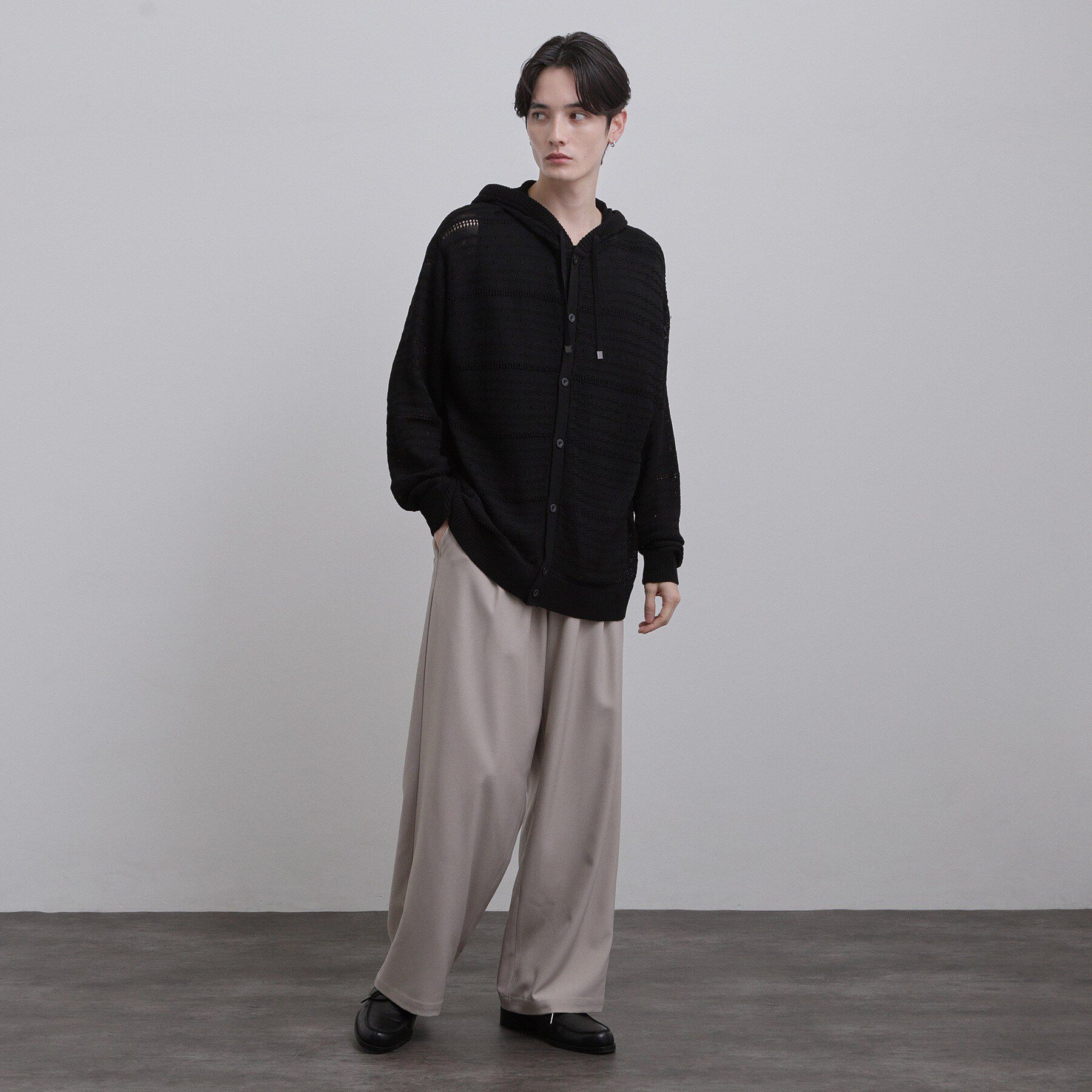 tk.TAKEO KIKUCHI「パターンドメッシュニットパーカー」|ニット・セーター|