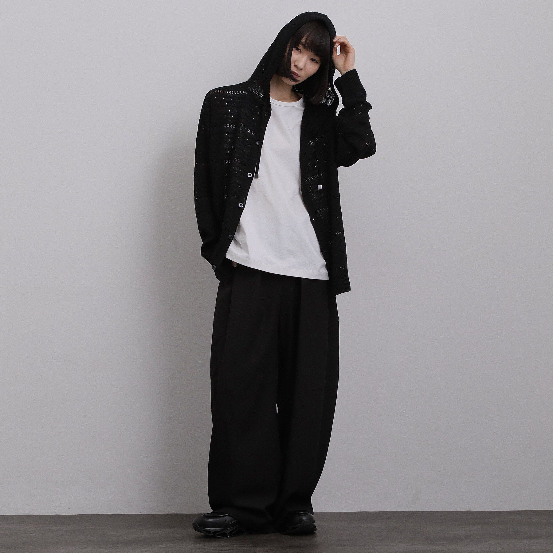 tk.TAKEO KIKUCHI「パターンドメッシュニットパーカー」|ニット・セーター|