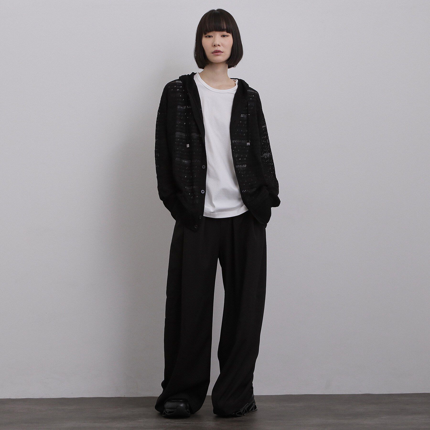 tk.TAKEO KIKUCHI「パターンドメッシュニットパーカー」|ニット・セーター|